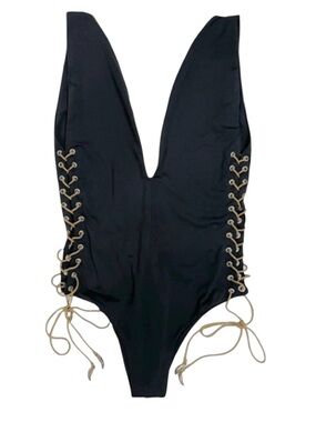 Jyork The Label - Indie Suit in Black size S lace-up corset style grommet sides
